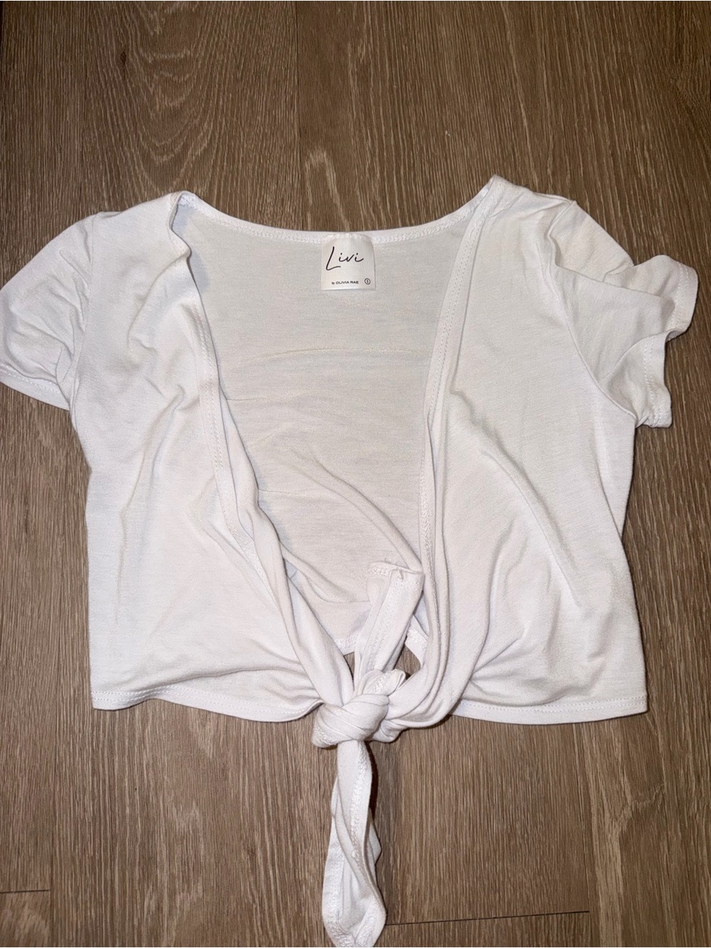 Olivia Rae White Front Tie Crop Top